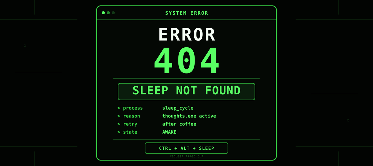 Error 404 Sleep Not Found Mug – Funny Tech Graphic Mug