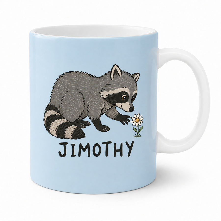 Jimothy Raccoon Mug – Cute Animal Graphic Mug