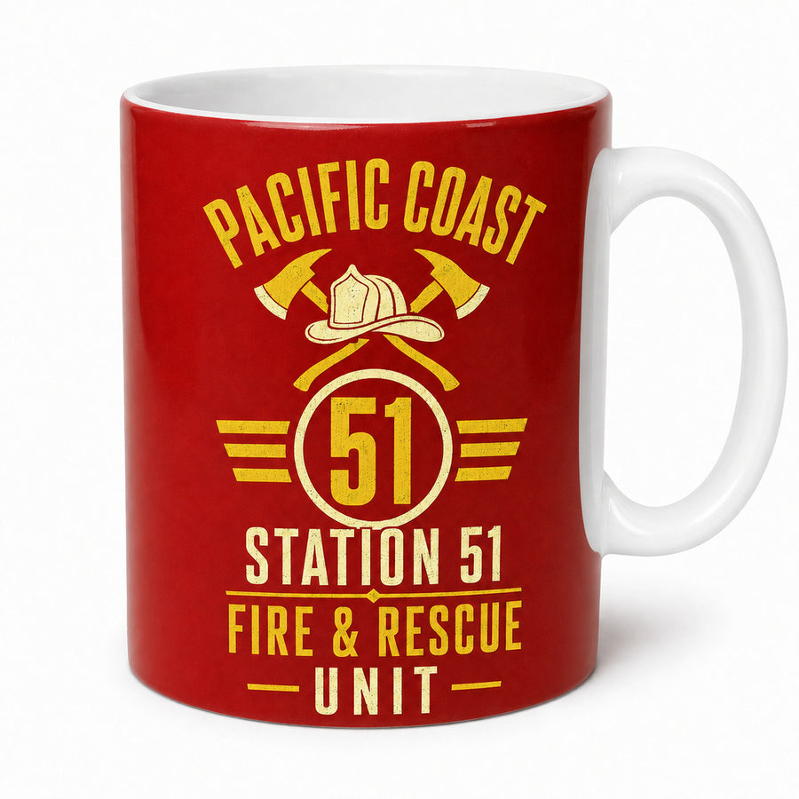 Pacific Coast Station 51 Fire & Rescue Mug – Firefighter Graphic Mug