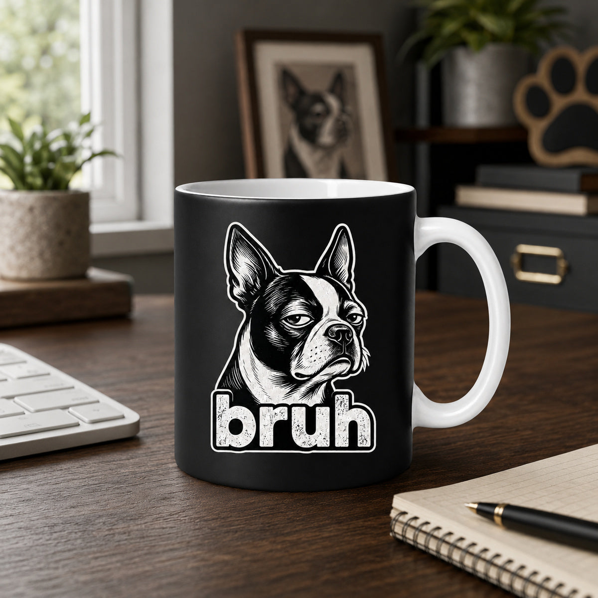 Bruh Boston Terrier Mug – Funny Dog Graphic Mug