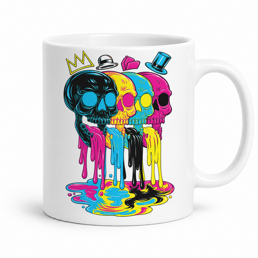CMYK Drip Skulls Graphic Mug