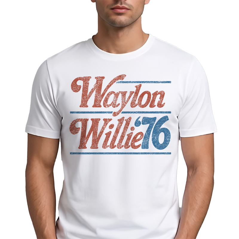 Waylon & Willie '76 Graphic Tee – Outlaw Country Retro Front Print