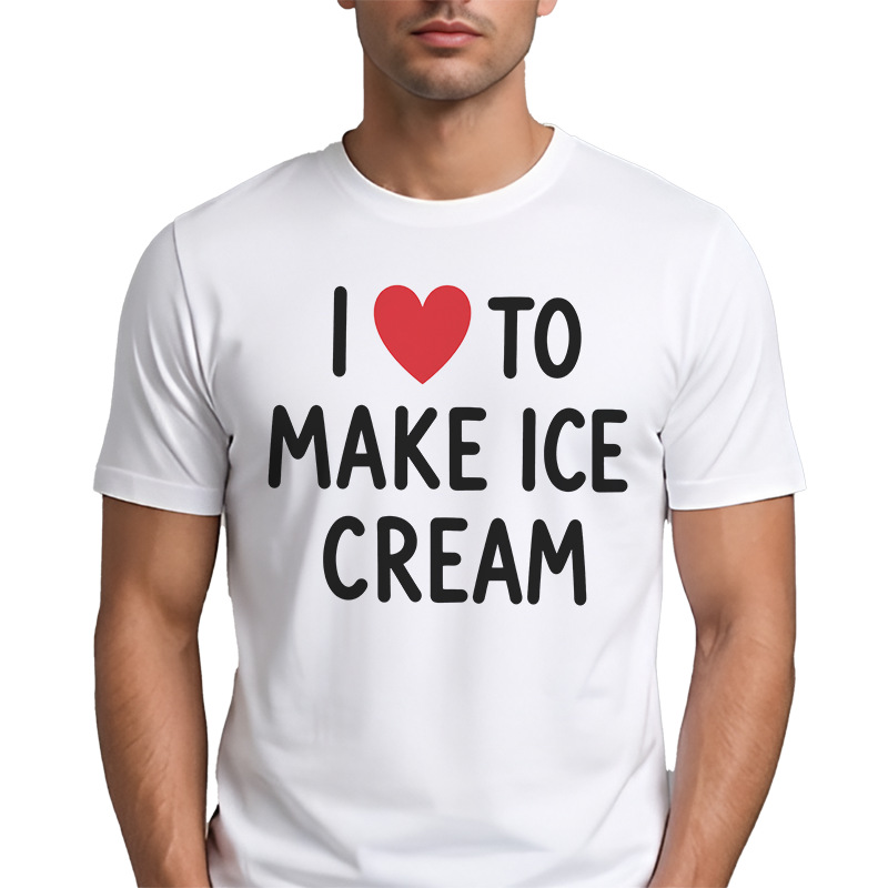 I Love to Make Ice Cream T-Shirt – Funny Wordplay Front Print Graphic Tee