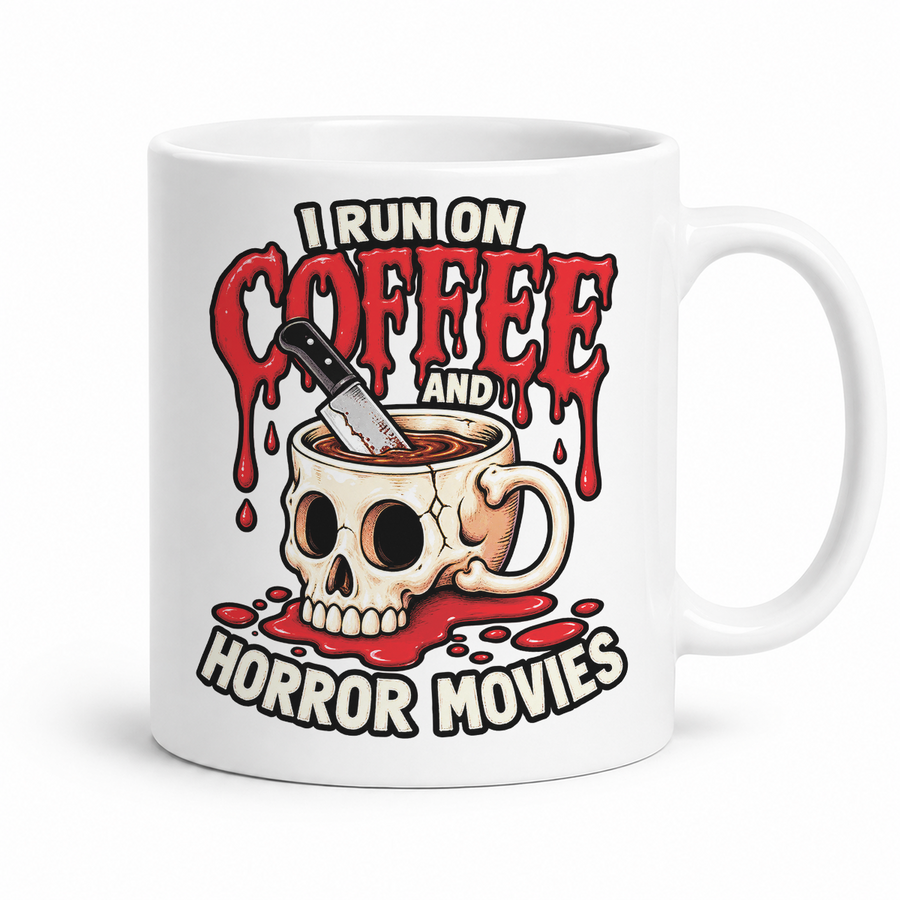 I Run on Coffee and Horror Movies Graphic Mug