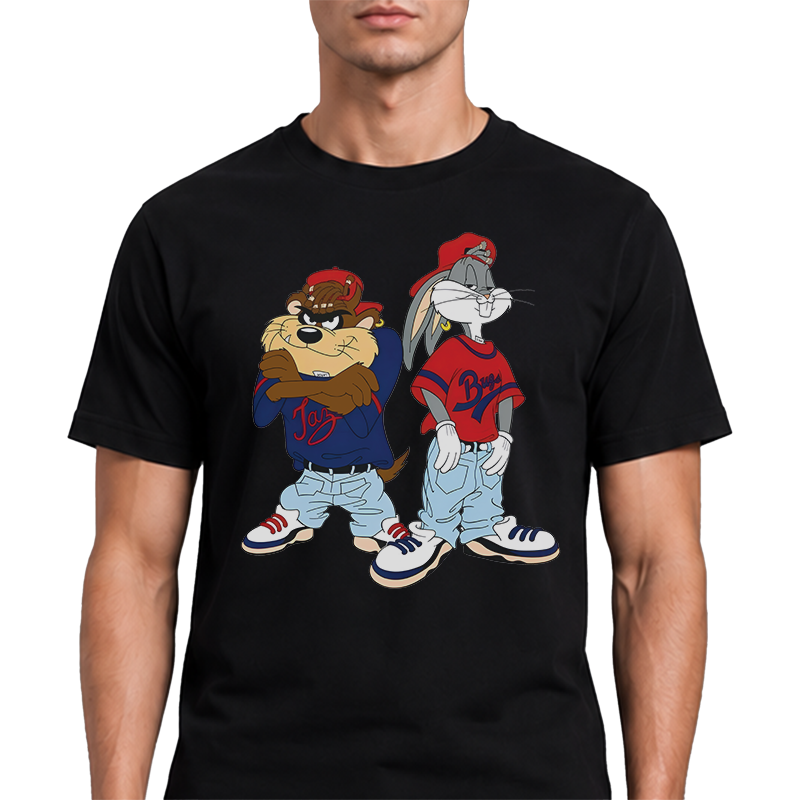 Taz & Bugs Hip-Hop Graphic Tee – Retro 90s Cartoon Front Print