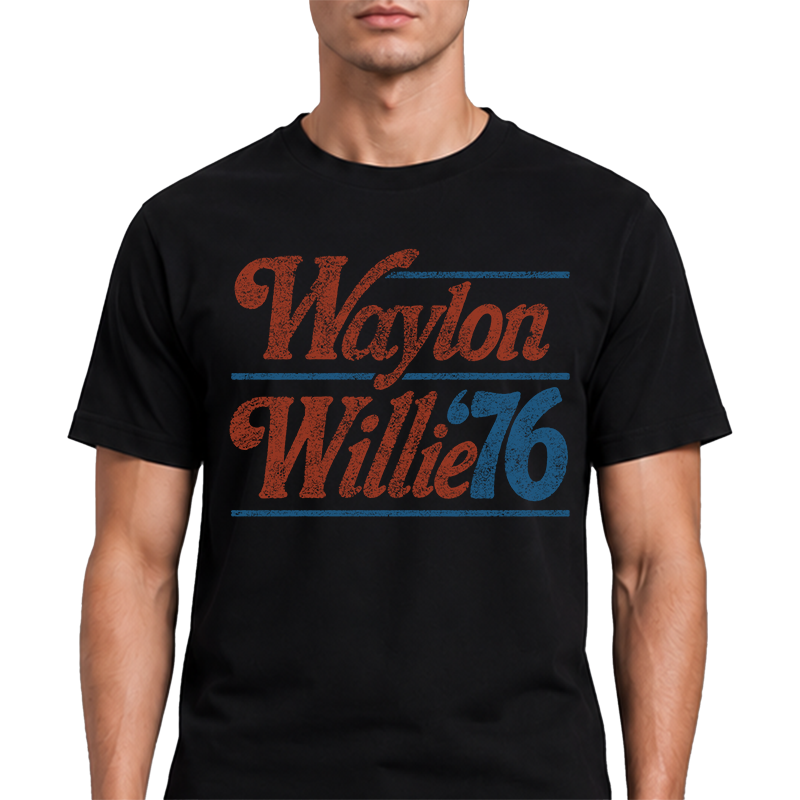 Waylon & Willie '76 Graphic Tee – Outlaw Country Retro Front Print