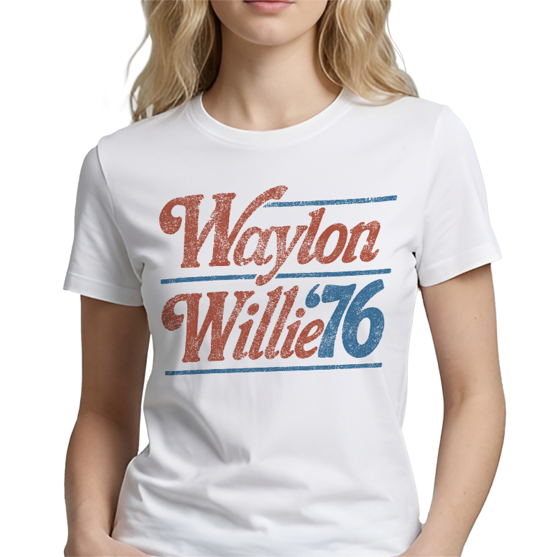 Waylon & Willie '76 Graphic Tee – Outlaw Country Retro Front Print