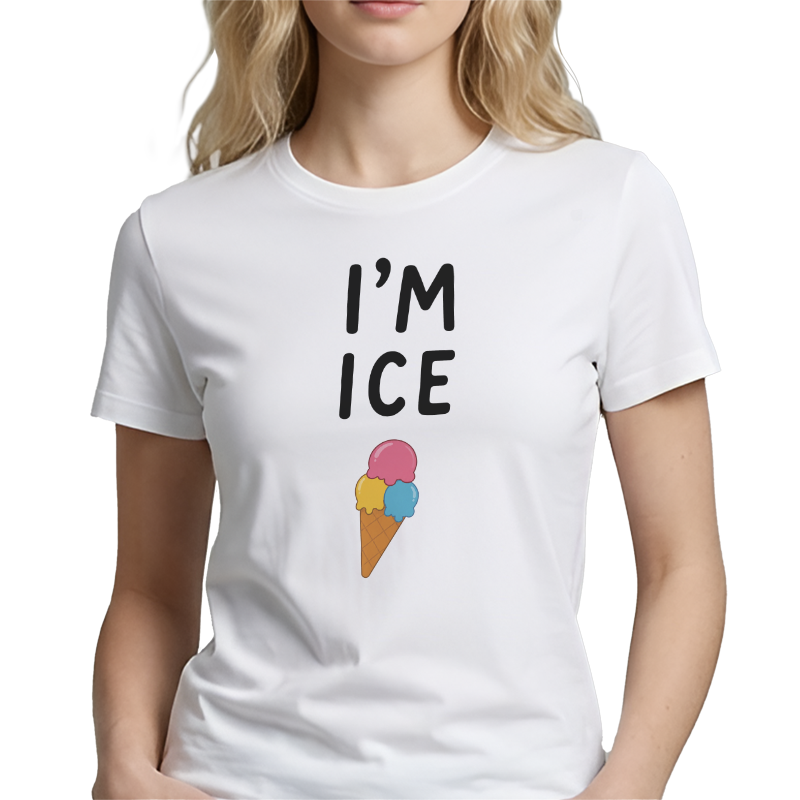 I’m ICE T-Shirt – Funny Wordplay Ice Cream Front Print Graphic Tee