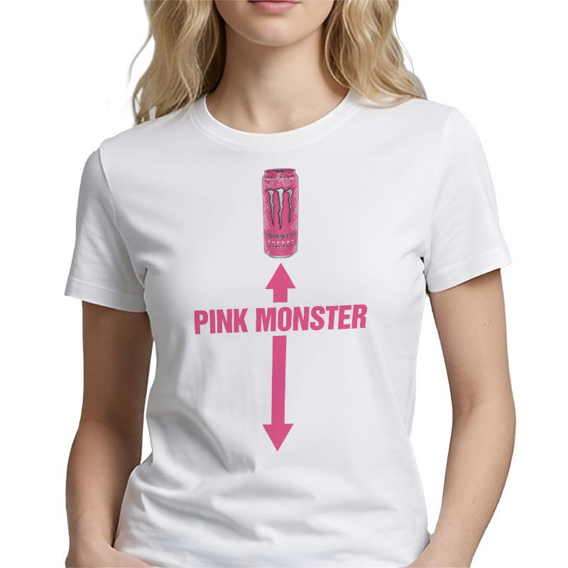 Pink Monster T-Shirt – Funny Energy Drink Front Print Graphic Tee