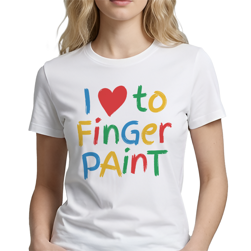 I Love to Finger Paint T-Shirt – Funny Wordplay Front Print Graphic Tee