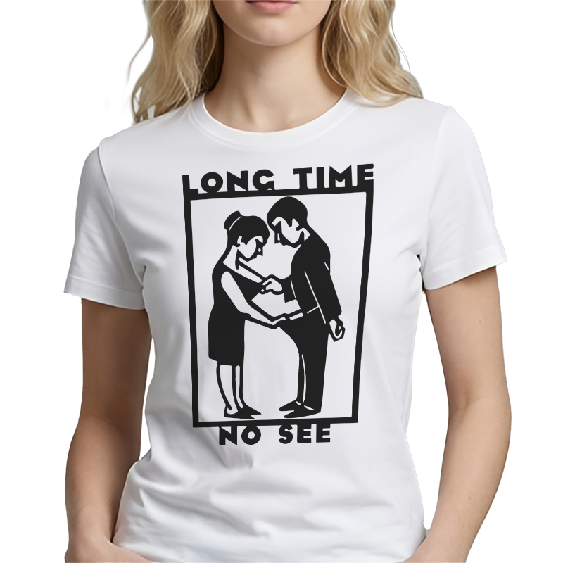 Long Time No See Graphic Tee – Funny Phone Addiction Front Print