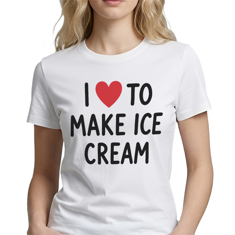 I Love to Make Ice Cream T-Shirt – Funny Wordplay Front Print Graphic Tee