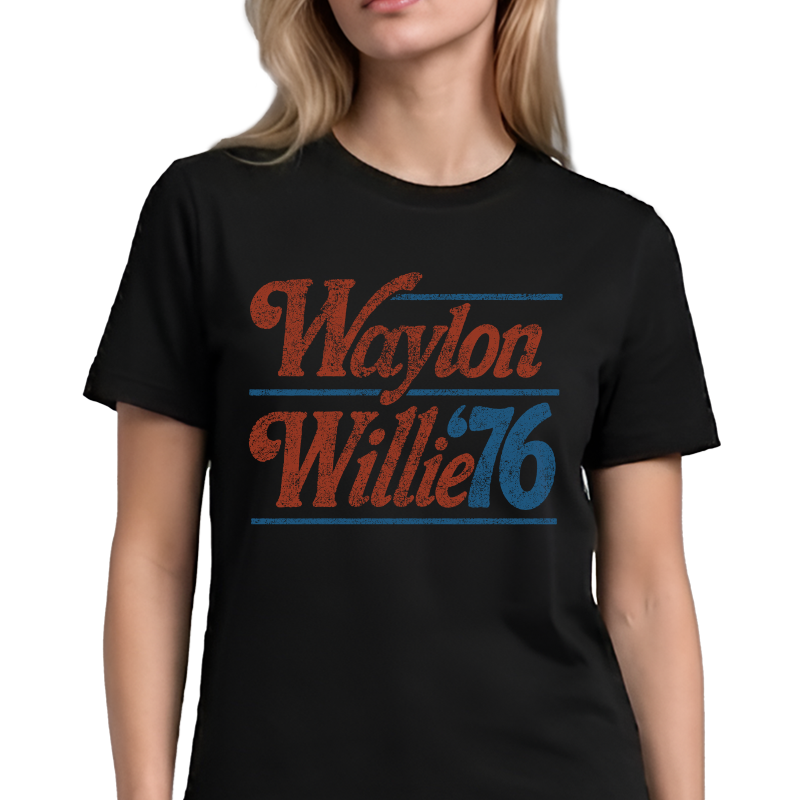 Waylon & Willie '76 Graphic Tee – Outlaw Country Retro Front Print