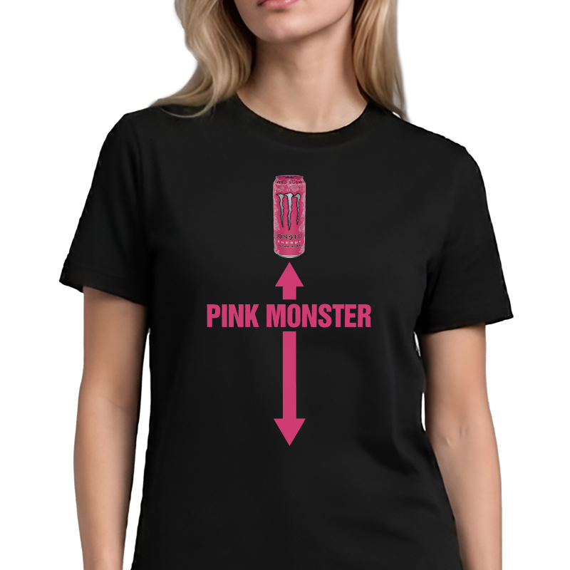 Pink Monster T-Shirt – Funny Energy Drink Front Print Graphic Tee