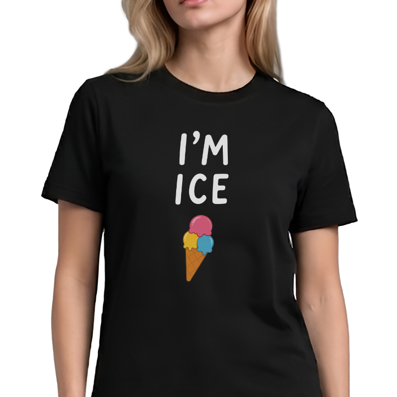I’m ICE T-Shirt – Funny Wordplay Ice Cream Front Print Graphic Tee