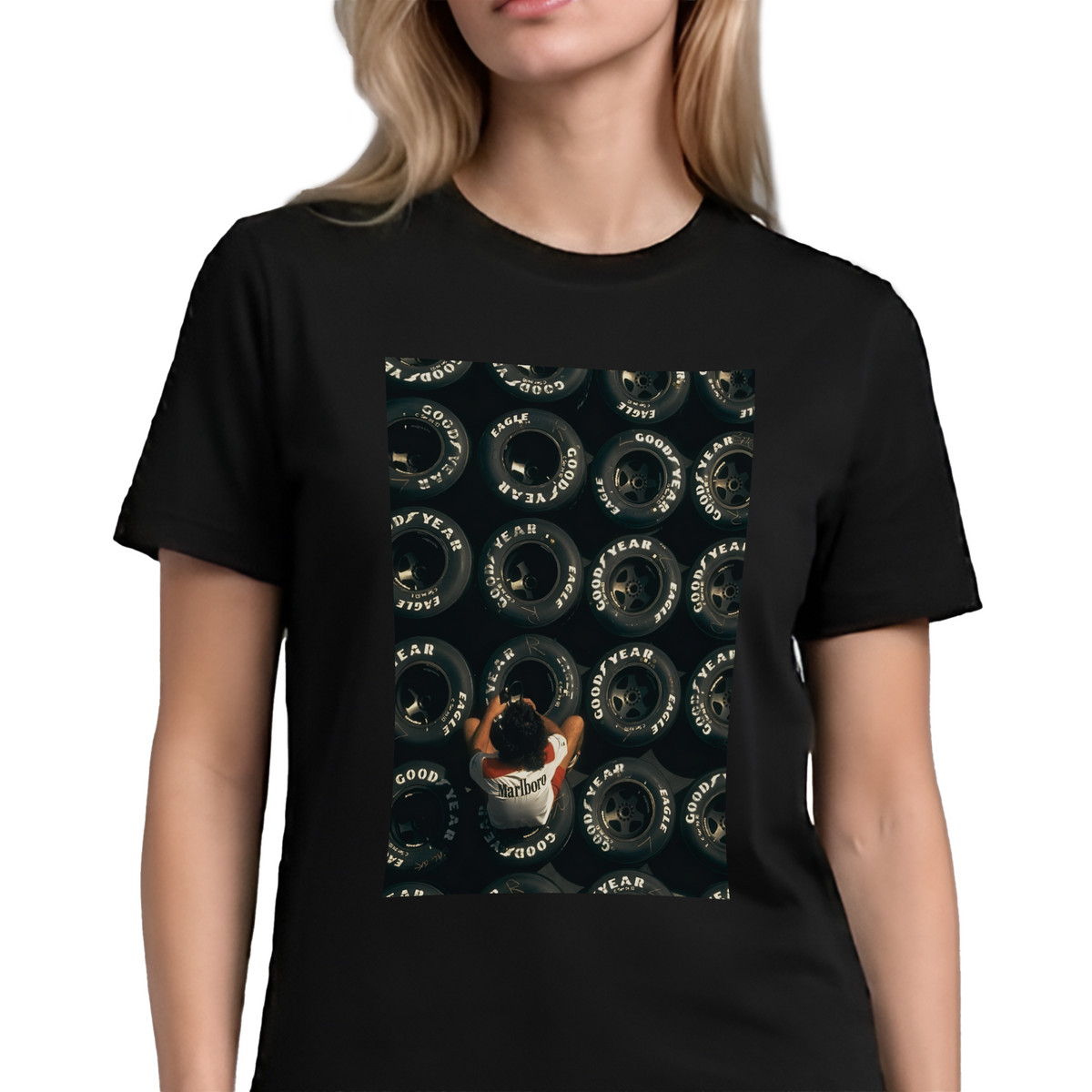 Goodyear F1 Pit Lane T-Shirt – Vintage Formula 1 Aerial Photo Graphic Tee
