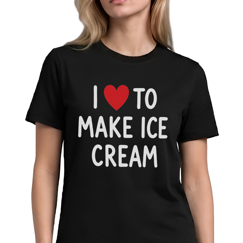 I Love to Make Ice Cream T-Shirt – Funny Wordplay Front Print Graphic Tee