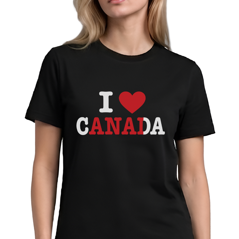 I Love Canada Graphic Tee – Bold Canadian Pride Front Print