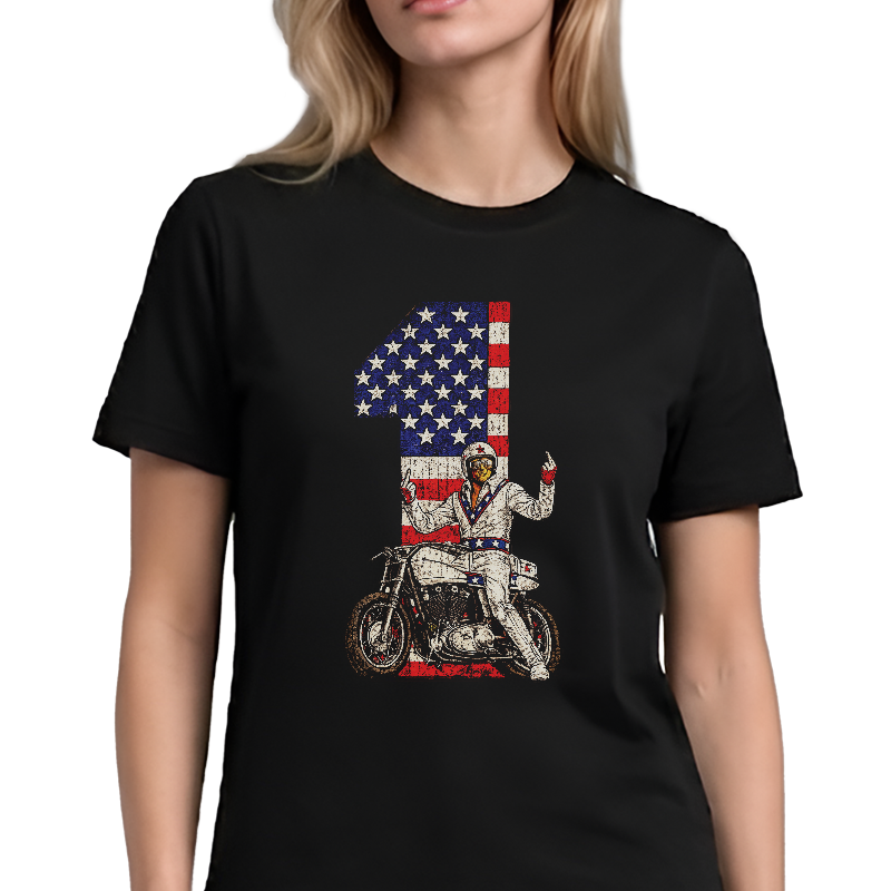 Daredevil #1 Graphic Tee – Retro Stuntman American Flag Front Print