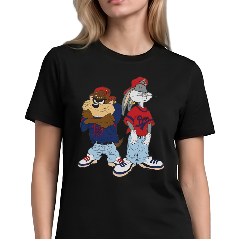Taz & Bugs Hip-Hop Graphic Tee – Retro 90s Cartoon Front Print