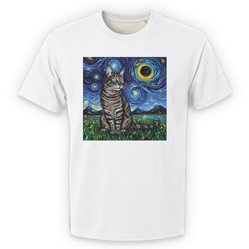 Starry Night Cat Art Graphic T-Shirt
