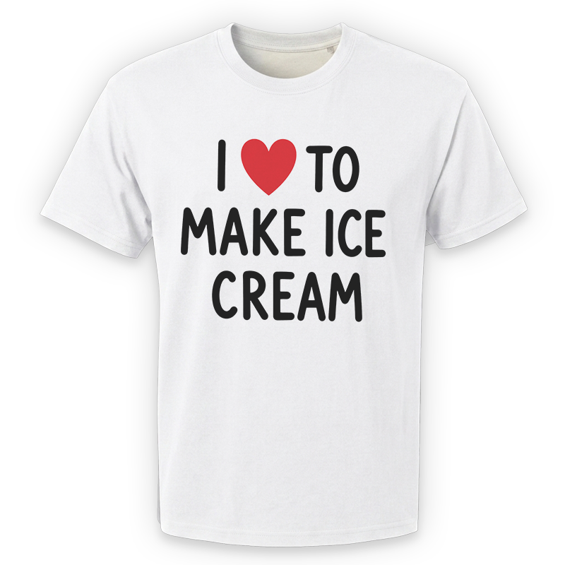 I Love to Make Ice Cream T-Shirt – Funny Wordplay Front Print Graphic Tee