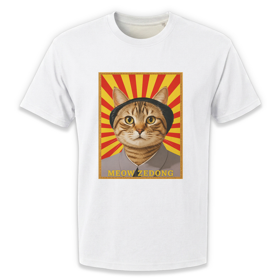 Meow Zedong T-Shirt – Funny Cat Propaganda Graphic Tee