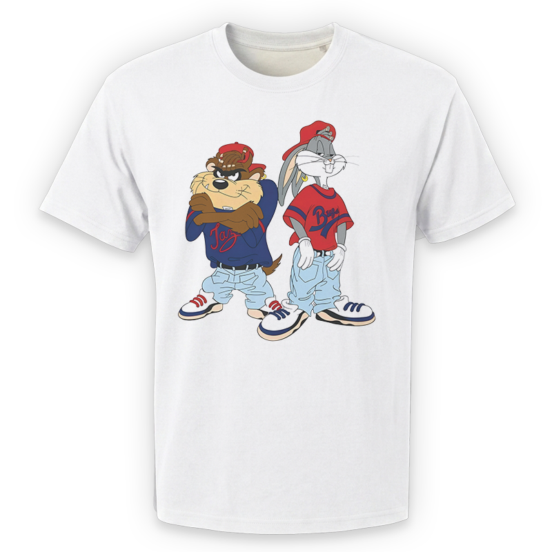 Taz & Bugs Hip-Hop Graphic Tee – Retro 90s Cartoon Front Print