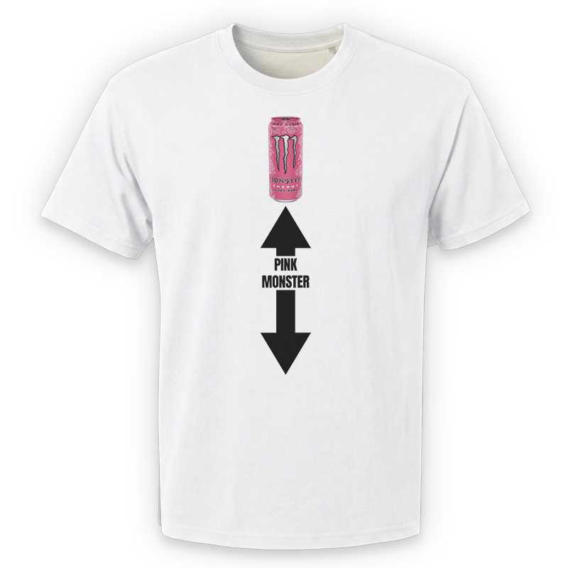 Pink Monster T-Shirt – Funny Energy Drink Front Print Graphic Tee