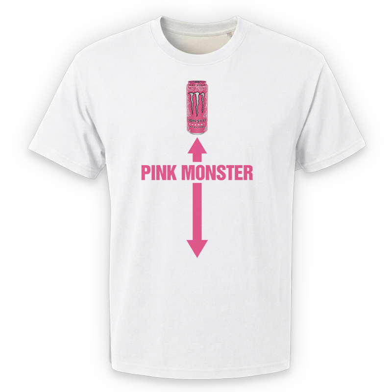 Pink Monster T-Shirt – Funny Energy Drink Front Print Graphic Tee