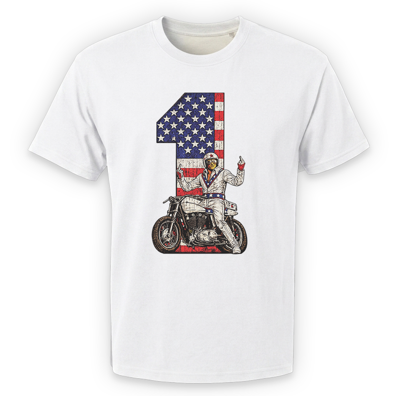 Daredevil #1 Graphic Tee – Retro Stuntman American Flag Front Print