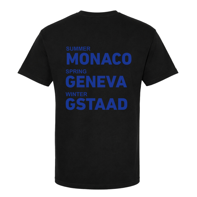Summer Monaco Spring Geneva Winter Gstaad Back Print Graphic Tee
