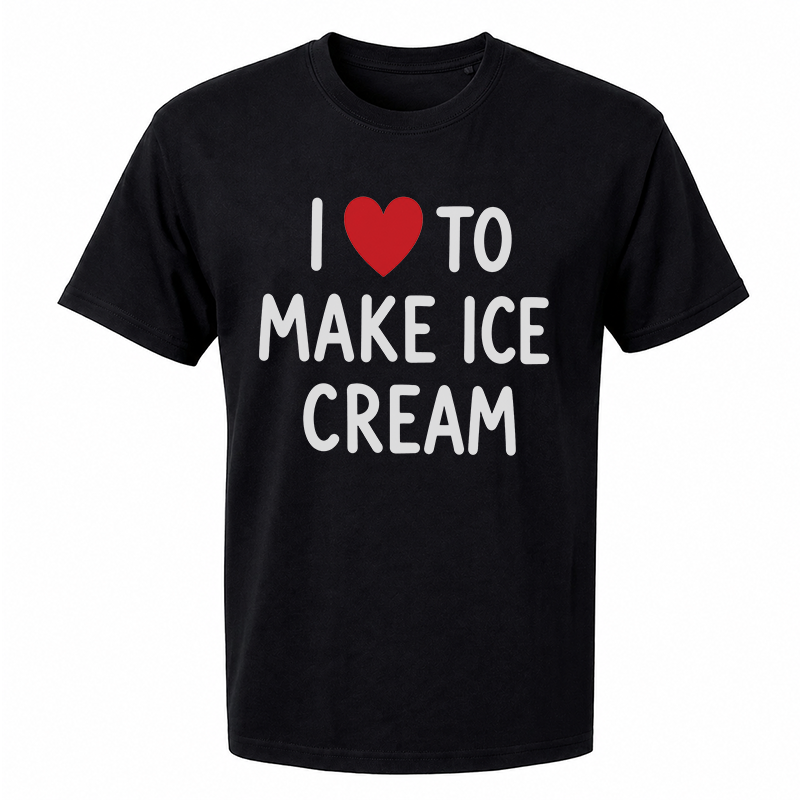 I Love to Make Ice Cream T-Shirt – Funny Wordplay Front Print Graphic Tee
