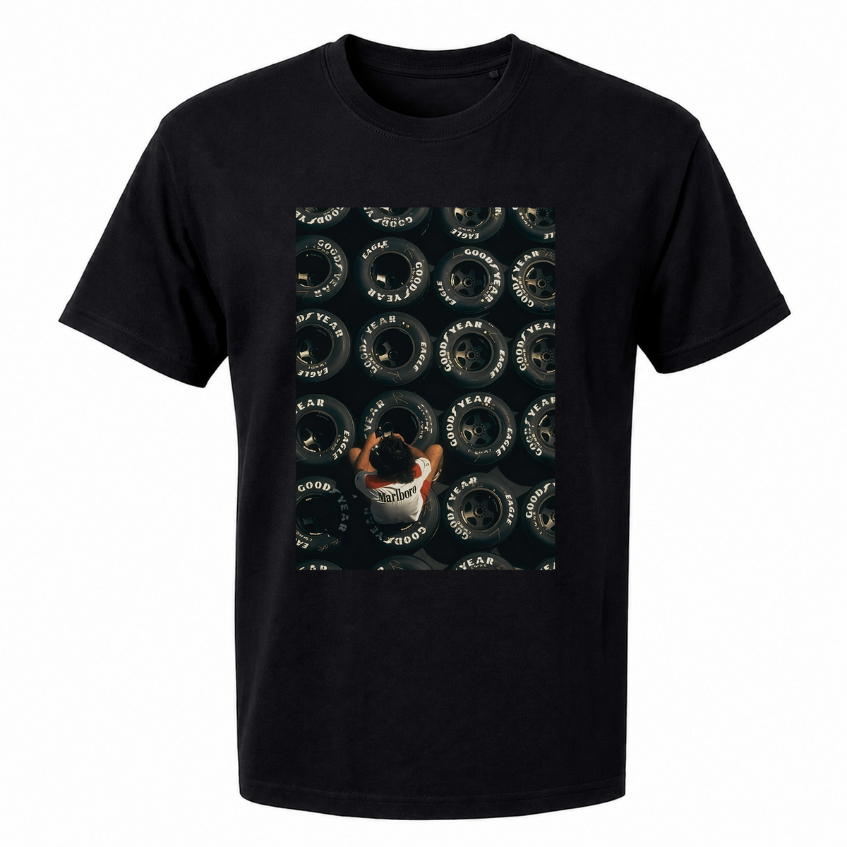 Goodyear F1 Pit Lane T-Shirt – Vintage Formula 1 Aerial Photo Graphic Tee