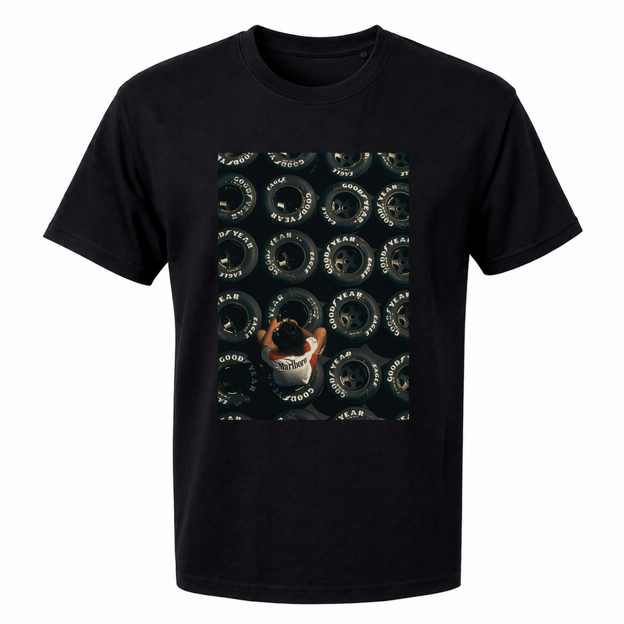 Goodyear F1 Pit Lane T-Shirt – Vintage Formula 1 Aerial Photo Graphic Tee