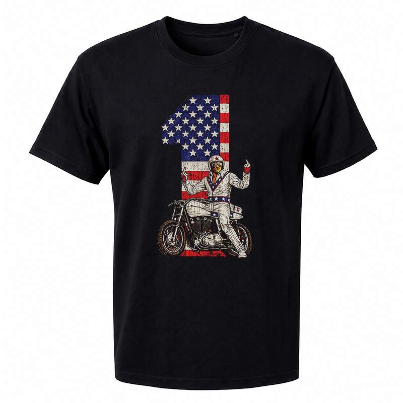 Daredevil #1 Graphic Tee – Retro Stuntman American Flag Front Print