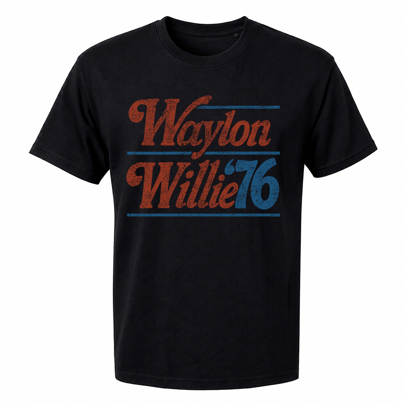 Waylon & Willie '76 Graphic Tee – Outlaw Country Retro Front Print