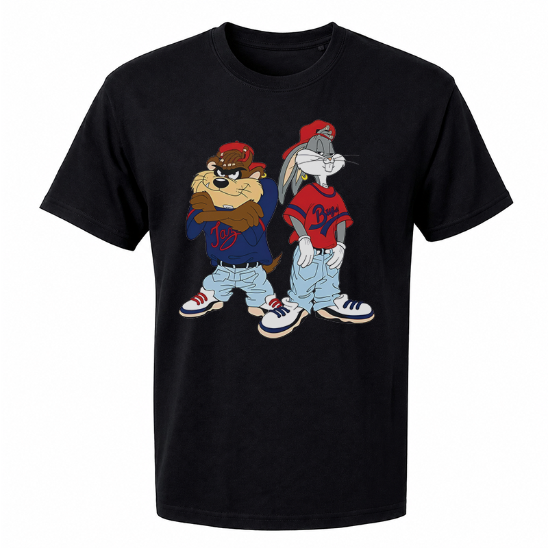 Taz & Bugs Hip-Hop Graphic Tee – Retro 90s Cartoon Front Print