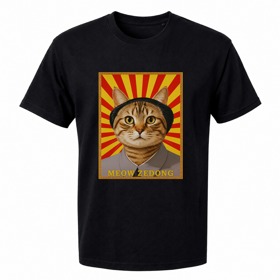 Meow Zedong T-Shirt – Funny Cat Propaganda Graphic Tee