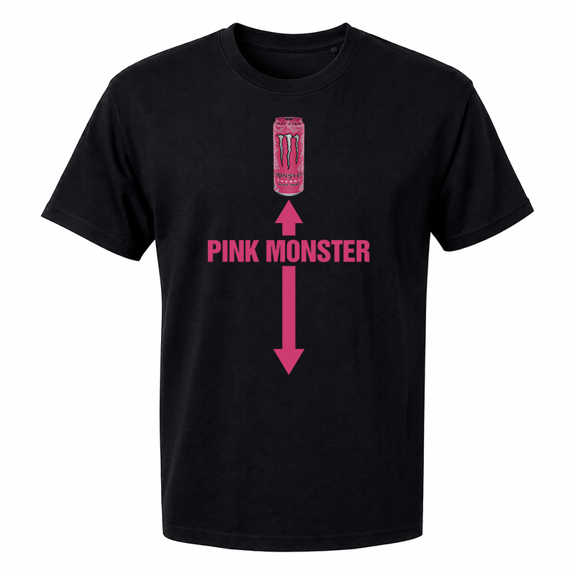 Pink Monster T-Shirt – Funny Energy Drink Front Print Graphic Tee