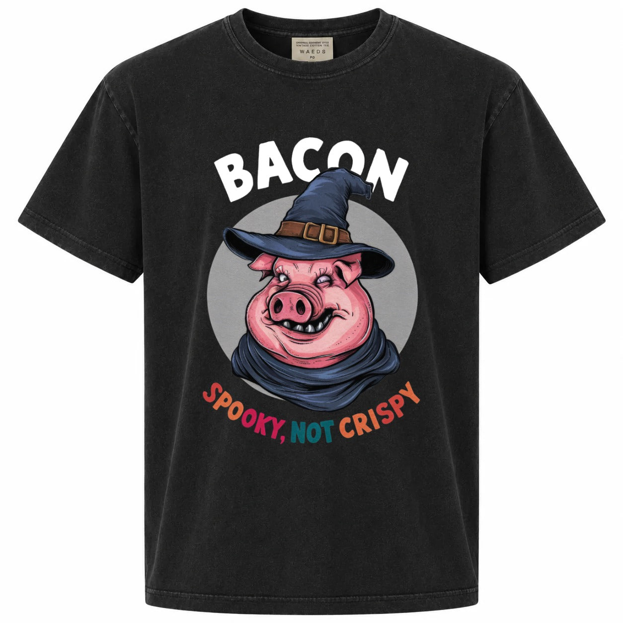 Bacon Spooky, Not Crispy Funny Pig Halloween Graphic T-Shirt
