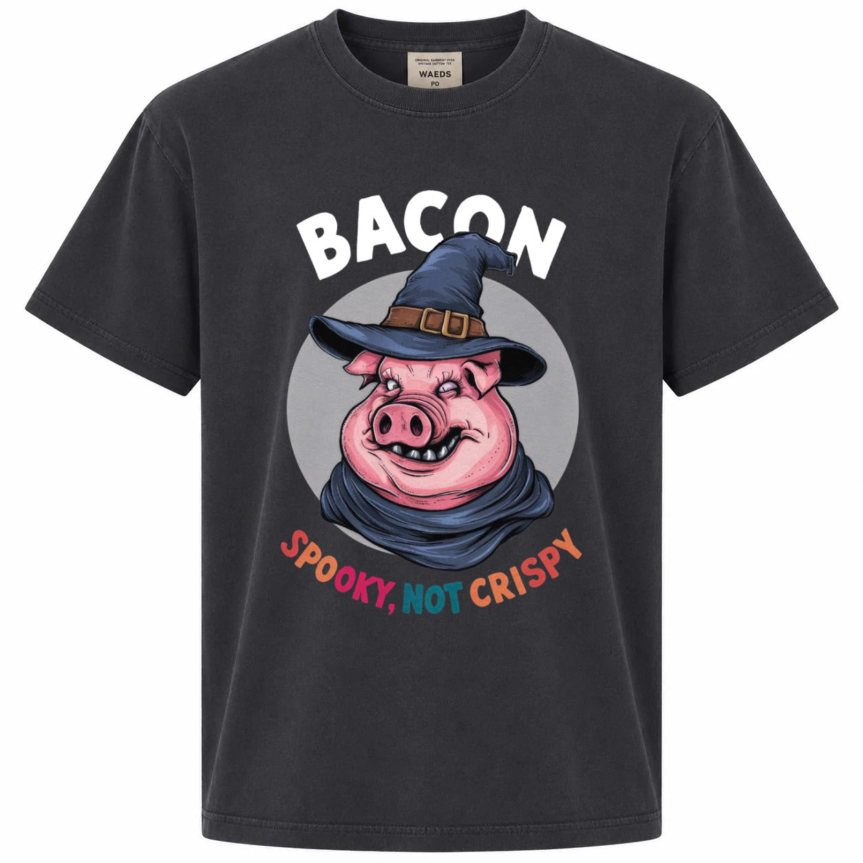 Bacon Spooky, Not Crispy Funny Pig Halloween Graphic T-Shirt