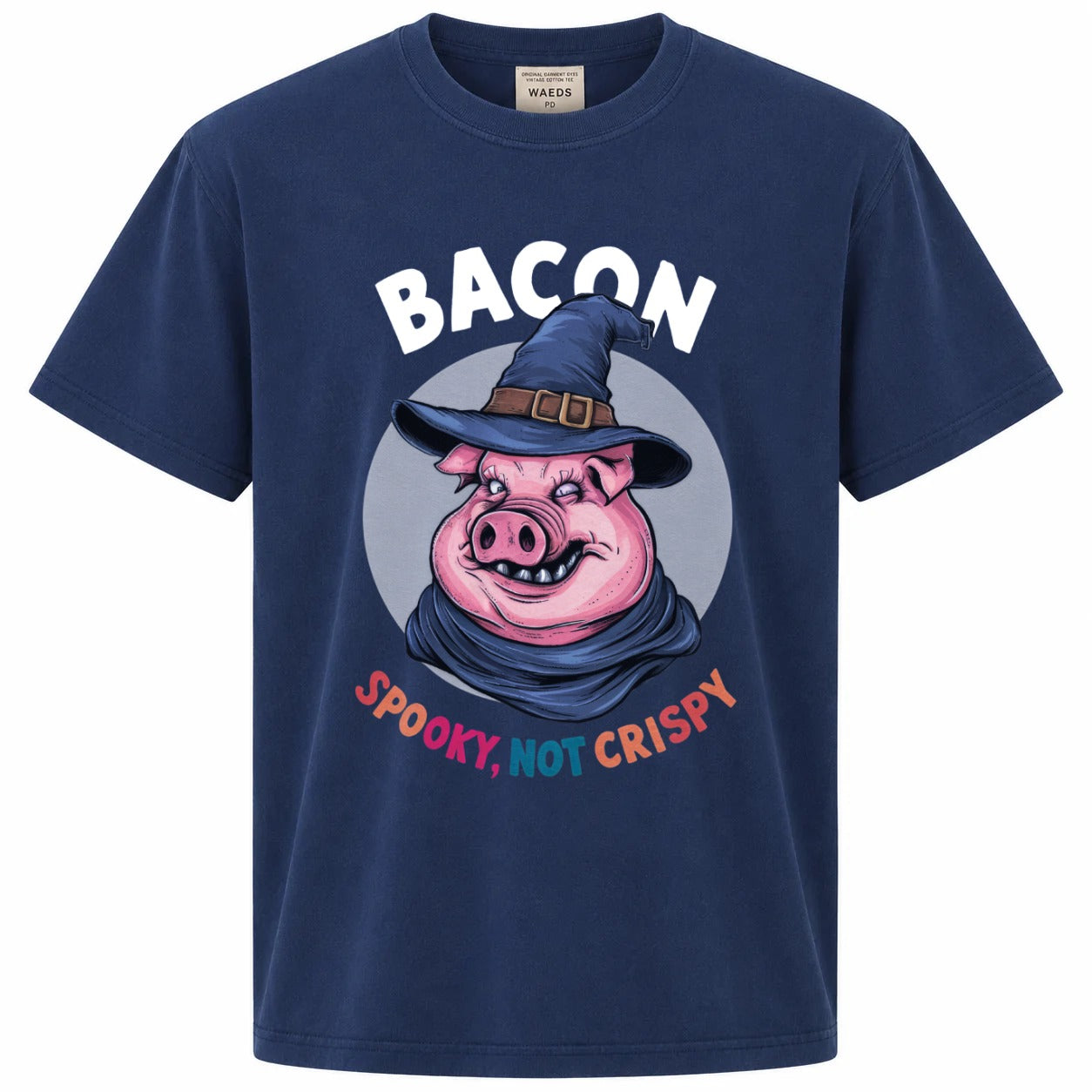Bacon Spooky, Not Crispy Funny Pig Halloween Graphic T-Shirt