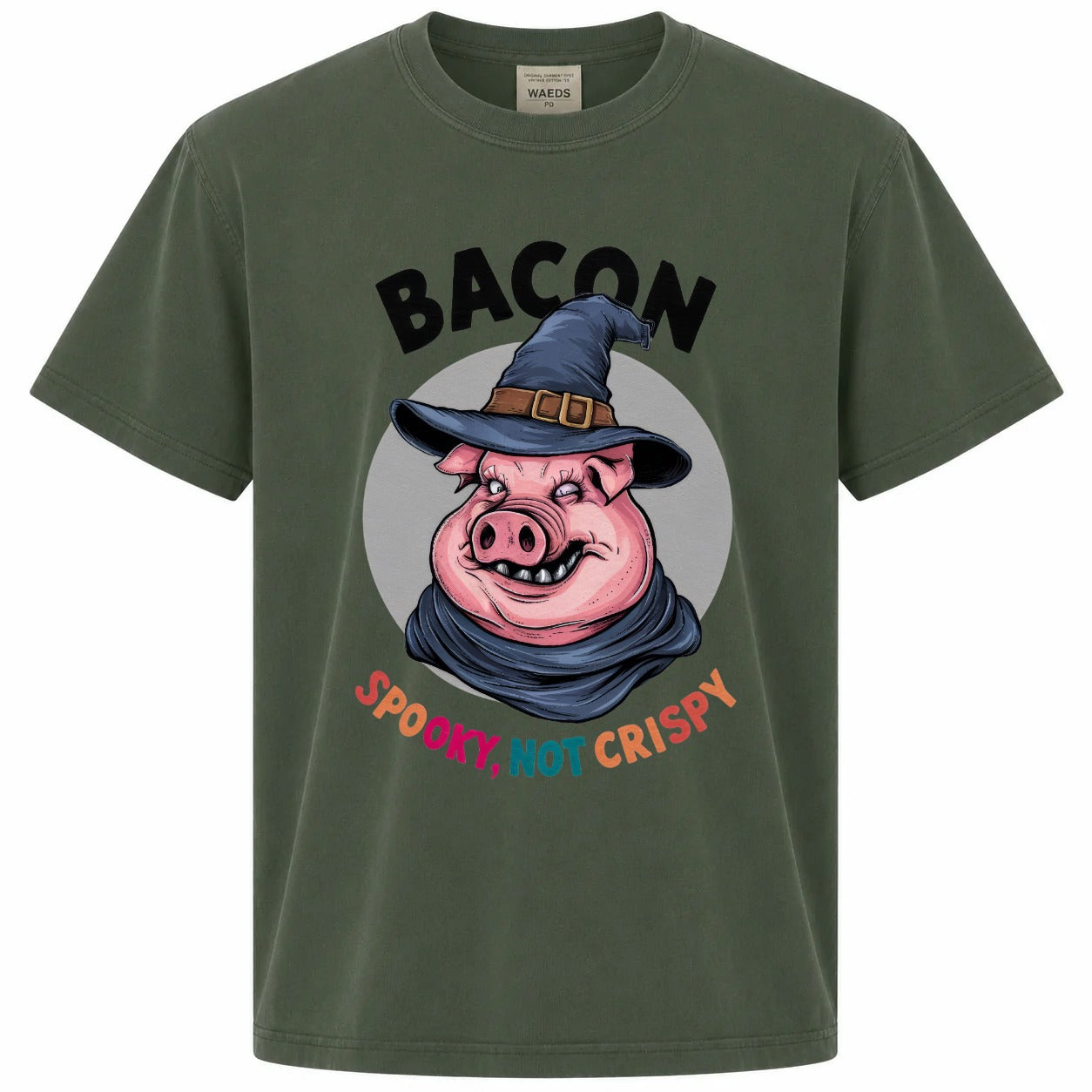 Bacon Spooky, Not Crispy Funny Pig Halloween Graphic T-Shirt