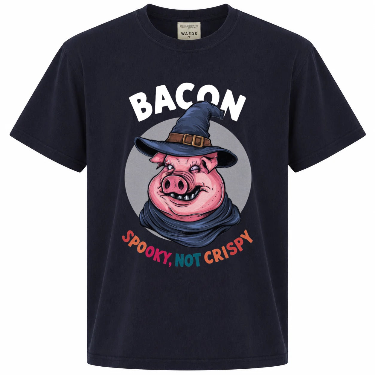 Bacon Spooky, Not Crispy Funny Pig Halloween Graphic T-Shirt