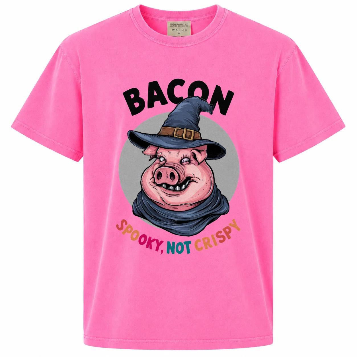 Bacon Spooky, Not Crispy Funny Pig Halloween Graphic T-Shirt