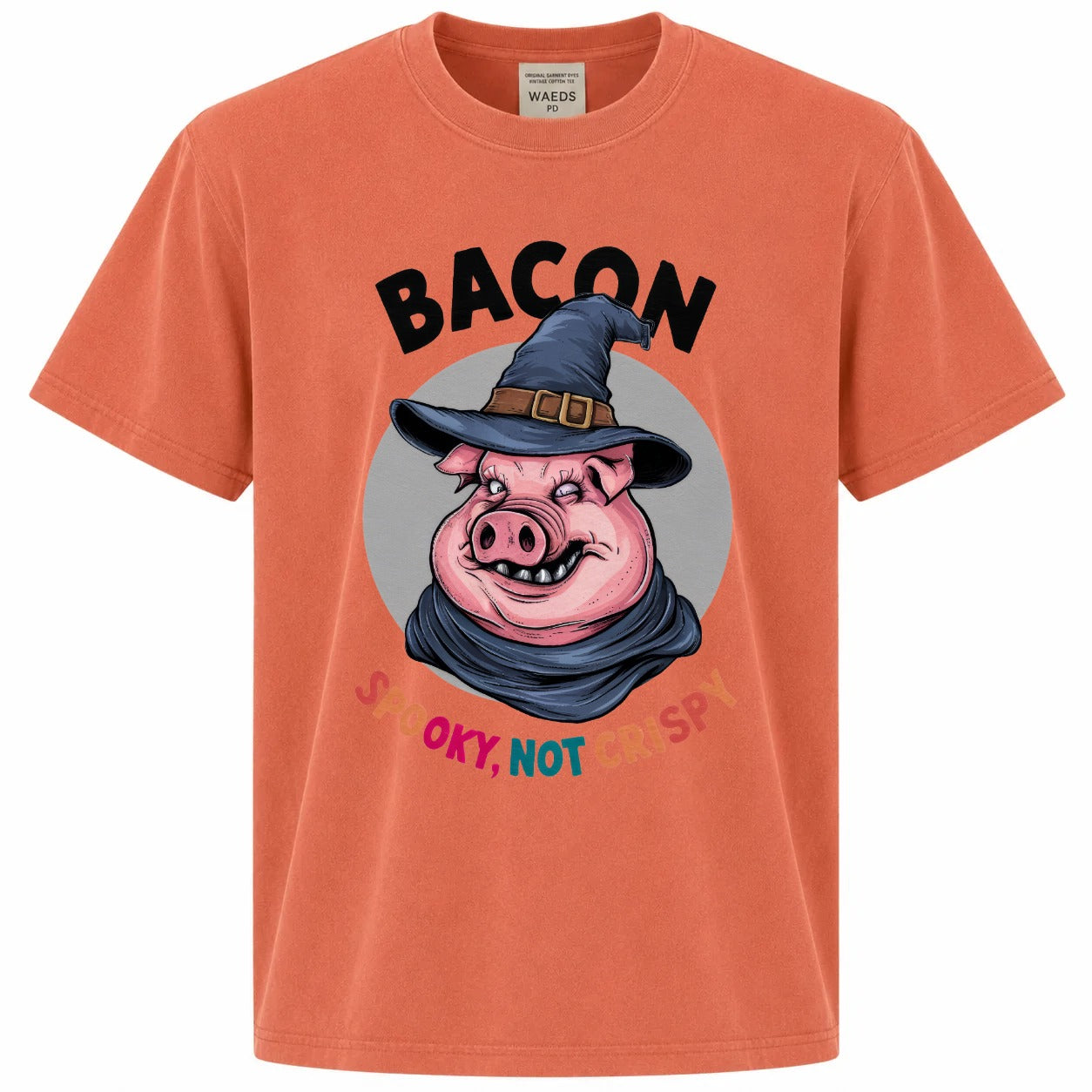 Bacon Spooky, Not Crispy Funny Pig Halloween Graphic T-Shirt