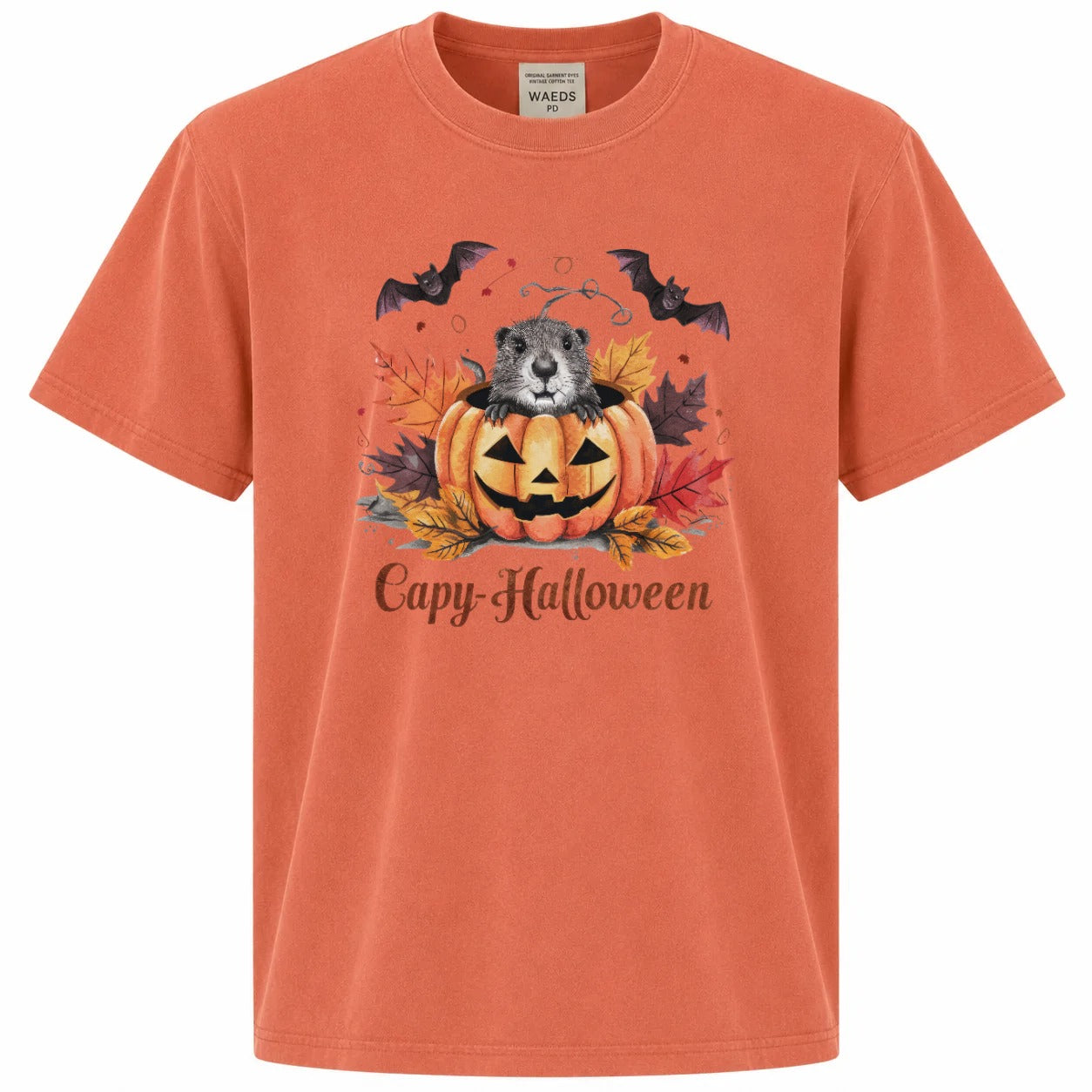 Capy-Halloween Cute Capybara Pumpkin Graphic T-Shirt