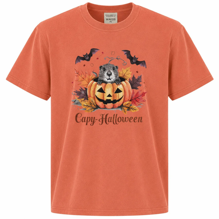 Capy-Halloween Cute Capybara Pumpkin Graphic T-Shirt