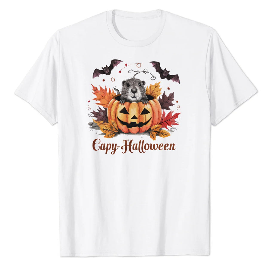 Capy-Halloween Cute Capybara Pumpkin Graphic T-Shirt